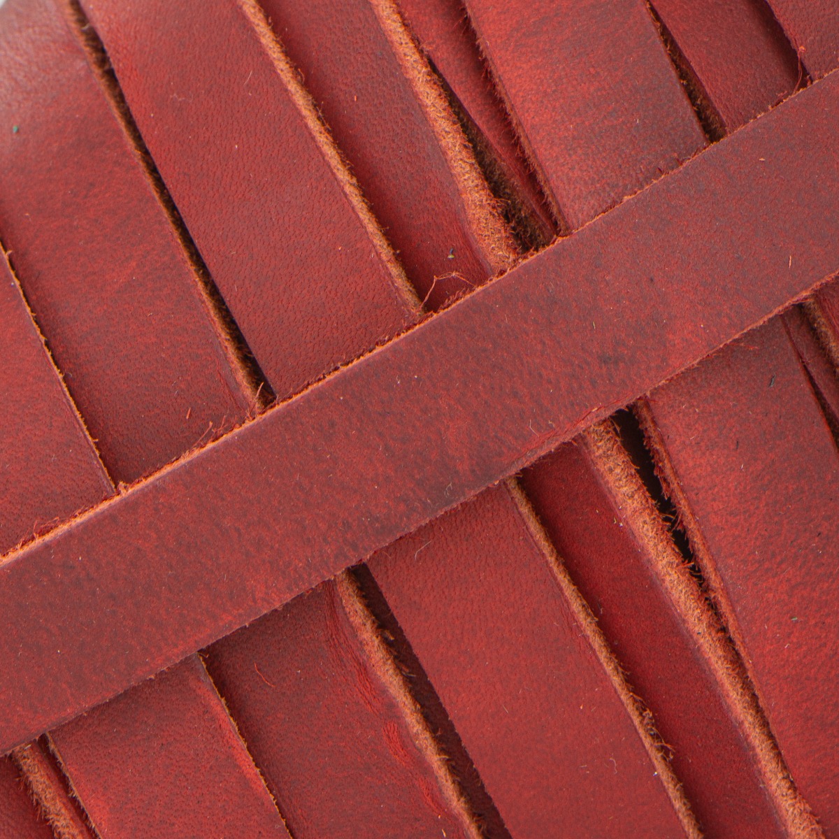 10 mm Red Greased Leather Band (Pull-Up Leather) per meter (OUTLET)